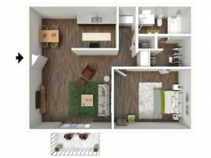 A1 Modern Renovation Floorplan: 1 Bedroom, 1 Bathroom, 652sqft