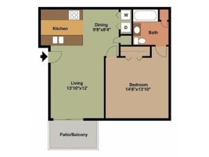 Polo Club 1 Bed w/d connections 2D floor plan