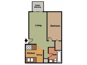 Rosewood Village 1 Bedroom Floor Plan 2D