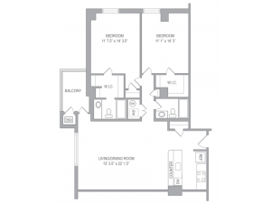 2 Bdrm Floor Plan | Arlington Apartments | Courtland Towers