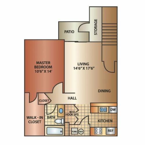 Orchid 1 bed 1 bath 800 square feet | Windmill Cove | Apartments in Sandy, Utah