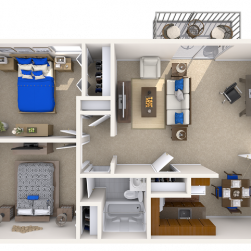 Sequoia 2 Bed Apartment Newport Terrace Apartments