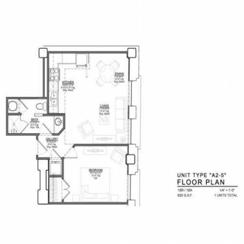 1 Bedroom Floor Plan | Luxury Apartments In Kansas City Missouri | The Power  Light Building