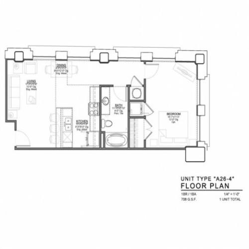 1 Bedroom Floor Plan | Luxury Apartments In Kansas City Missouri | The Power  Light Building