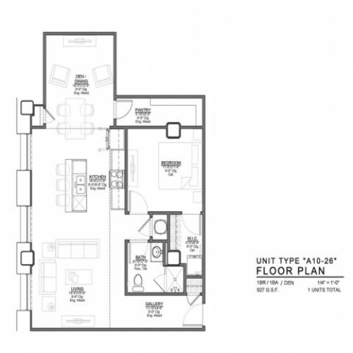 1 Bedroom Floor Plan | Luxury Apartments In Kansas City Missouri | The Power  Light Building