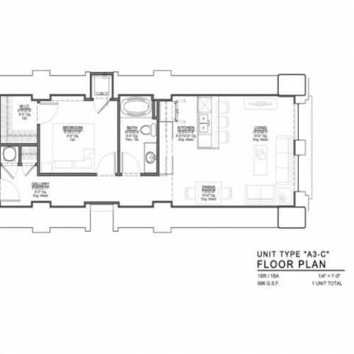 1 Bedroom Floor Plan | Luxury Apartments In Kansas City Missouri | The Power  Light Building