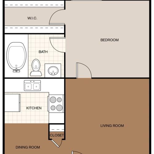 Trinity Place One Bedroom One Bath Floor Plan