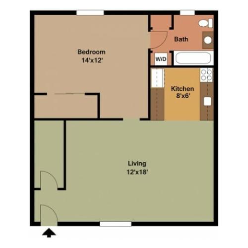1 bedroom, 1 bathroom 2d floor  plan Harvard