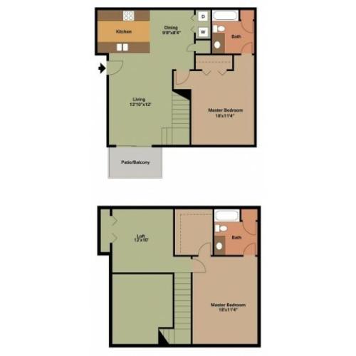 Polo Club 2 Bed  town home 2d floor plan