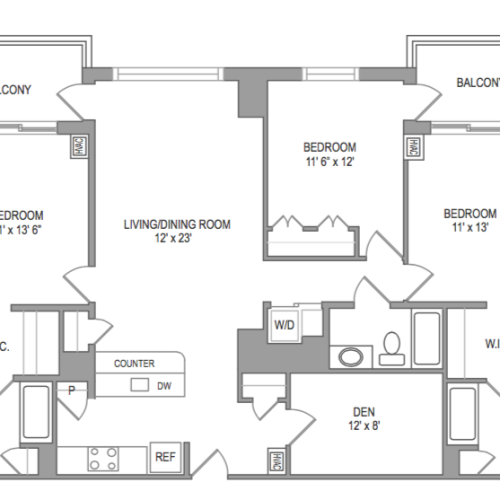 3x3Den Floor Plan