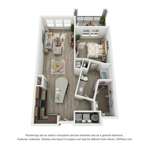 A2 - 1 bedroom, 1 bathroom apartment at Champions Vue Apartments