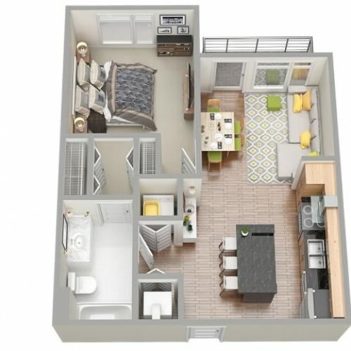 3D Floor Plan 3 | Apartments In Clearwater | The Nolen
