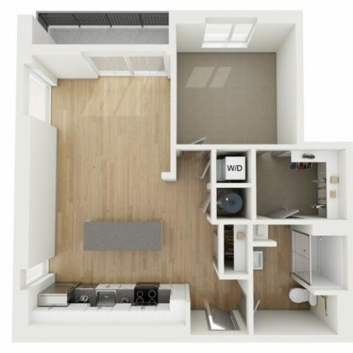 A7 One Bedroom Floor Plan | 2501 Beacon Hill | Kansas City, MO Apartments