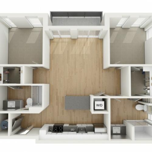 B4 Two Bedroom Floor Plan | 2501 Beacon Hill | Kansas City, MO Apartments