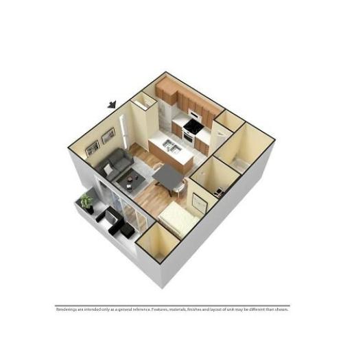 Studio 3D Furnished Floor plan image
