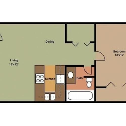 East Manor 1 Bedroom Floor Plan 2D
