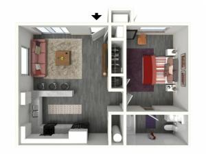 1 Bedroom Floor Plan | UC Davis Apartments | Cottages on 5th