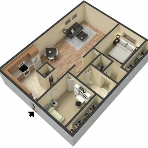 2 Bedroom Floor Plan | Studio Apartments Sacramento | Villa Regia
