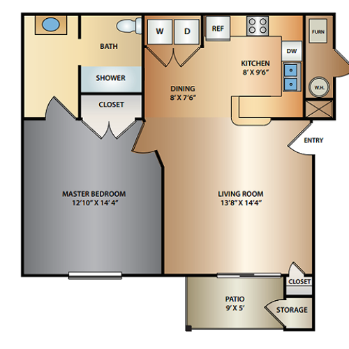 1 bedroom floorplan | Triton Terrace | Draper, UT Apartments