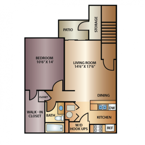 Bay 1 Bed Floor Plan | Thorneberry | Pleasant Grove UT Apartments