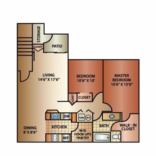 Haven 2 Bed Floor Plan | Orchard Cove | Roy, UT Apartments