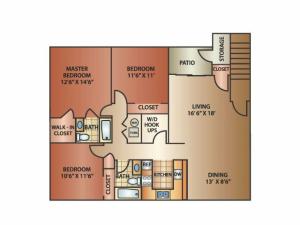 Lavendar floor plan 3 bed 2 bath 1,350 square feet | Windmill Cove | Sandy, UT Apartments
