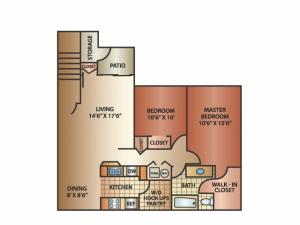 Jasmine floor plan 2 bed 1 bath 1,140 square feet | Windmill Cove | Sandy, UT Apartments