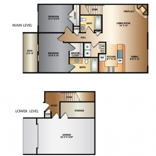 Triumph 2 Bed Floor Plan | Triton Terrace | Draper, UT Apartments
