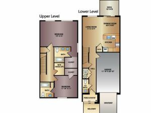 Creek 2x2.5 Floor Plan | Thorneberry | Pleasant Grove Apartments