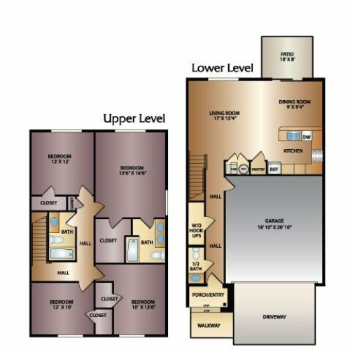 River 4x2.5 Floor Plan | Thorneberry | Apartments in Pleasant Grove, UT