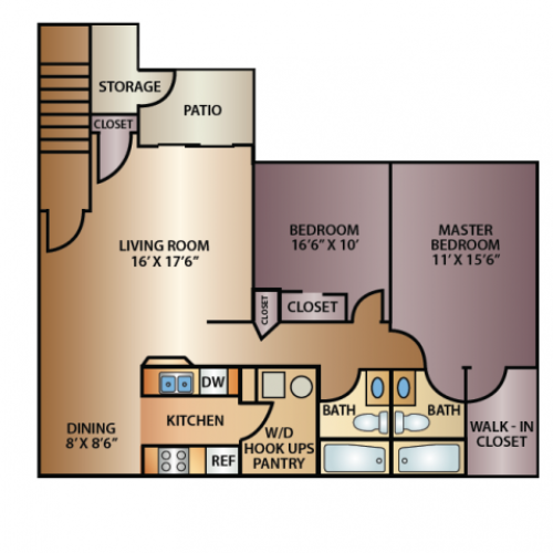 Meadow 2 Bed Floor Plan | Thorneberry | Pleasant Grove UT Apartments