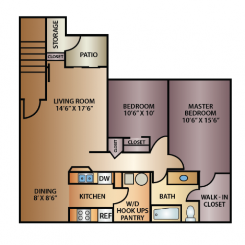 Grove 2 Bed Floor Plan | Thorneberry | Apartments in Pleasant Grove, UT