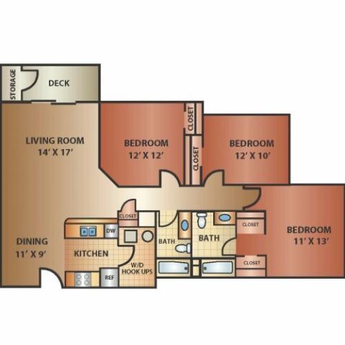 3 Bed 2 Bath, 1230 SQ. FT. | Legacy Springs | Riverton UT Apartments