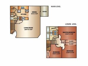 3 Bedroom 2 Bath Townhome, 1550 sq. ft.