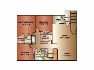 3 Bedroom 2 Bath, 1350 sq. ft. | Orchard Cove | Roy, UT Apartments