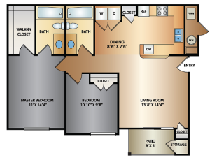 2 bedroom floorplan | Triton Terrace | Apartments in Draper, UT