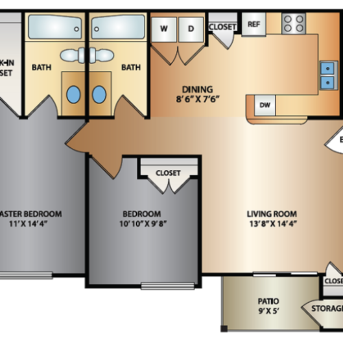 2 bedroom floorplan | Triton Terrace | Apartments in Draper, UT