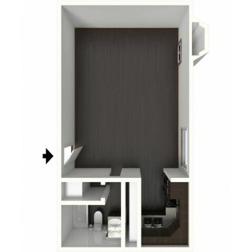 A0 Floorplan: Studio - 500 sqft