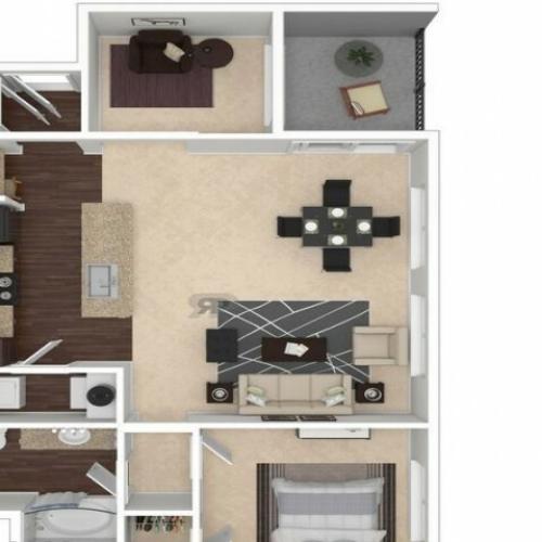 A3 Floorplan: 1 Bedroom, 1 Bathroom, 948sqft