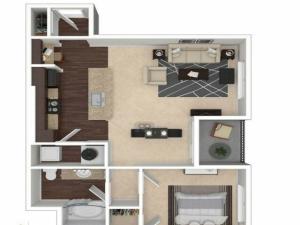 A2 Floorplan: 1 Bedroom, 1 Bathroom, 812sqft