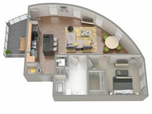 3D Floor Plan 4 | Luxury Apartments Clearwater Fl | The Nolen