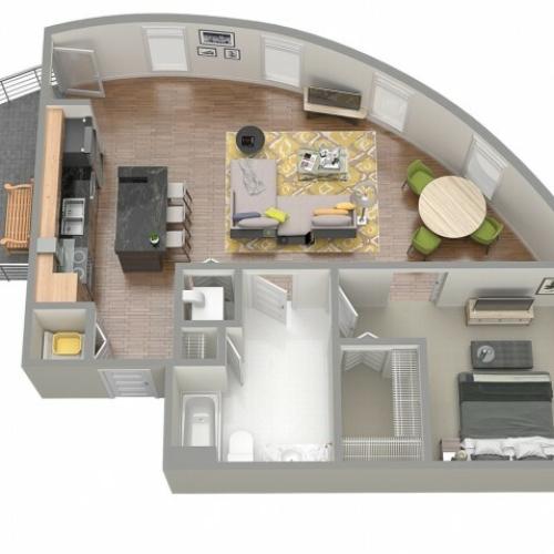 3D Floor Plan 4 | Luxury Apartments Clearwater Fl | The Nolen