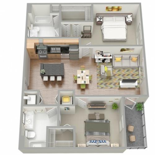 3D Floor Plan 6 | Clearwater Apartments | The Nolen
