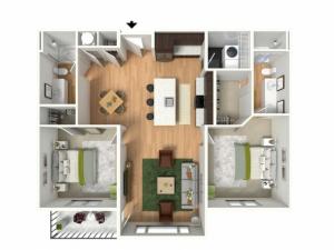 2 Bedroom Floor Plan | Lees Summit Apartments For Rent | Summit Square
