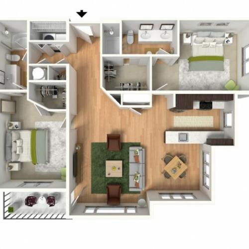 2 Bdrm Floor Plan | Lees Summit Luxury Apartments | Summit Square