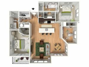 Floor Plan 3 | Lees Summit Apartments For Rent | Summit Square