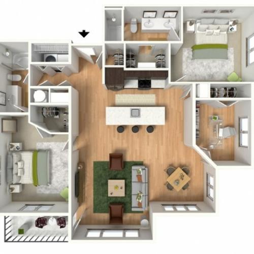 Floor Plan 3 | Lees Summit Apartments For Rent | Summit Square