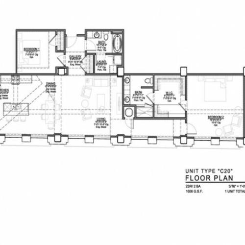 2 Bedroom Floor Plan | Apartments In Kansas City Mo | The Power  Light Building