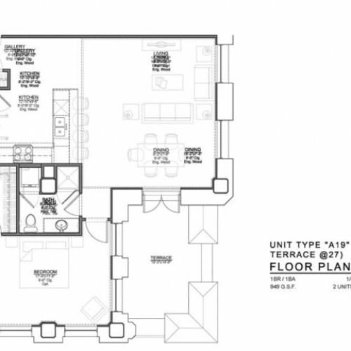 1 Bedroom Floor Plan | Luxury Apartments In Kansas City Missouri | The Power Light Building