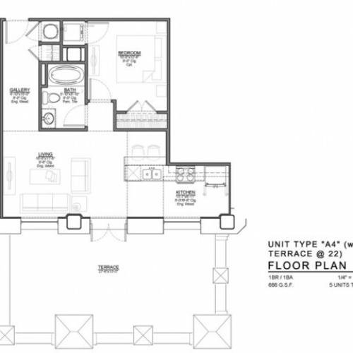 1 Bedroom Floor Plan | Luxury Apartments In Kansas City Missouri | The Power Light Building